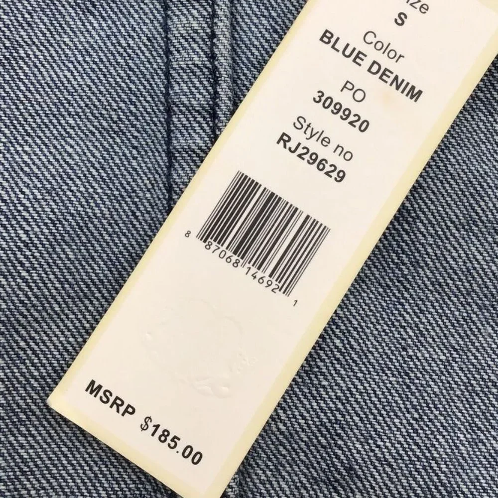 NWT [Romeo & Juliet Couture] Blue Denim Open Jacket w/ Faux Leather Sleeves Sz S - Picture 3 of 8